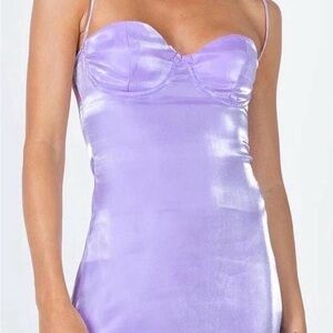 Princess Polly Satin Lavender Slip Dress - Bustier Style